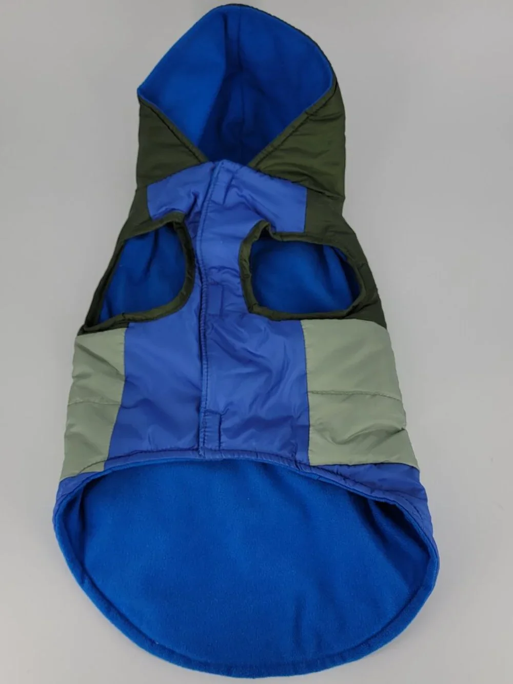 Vibrant Life Hooded Puffer Vest Blue Gray Green Colorblock Small Dog